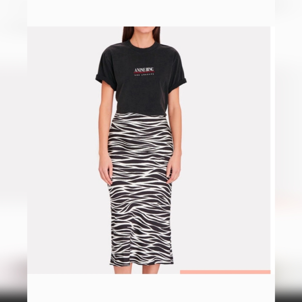 Anine Bing animal print silk midi skirt